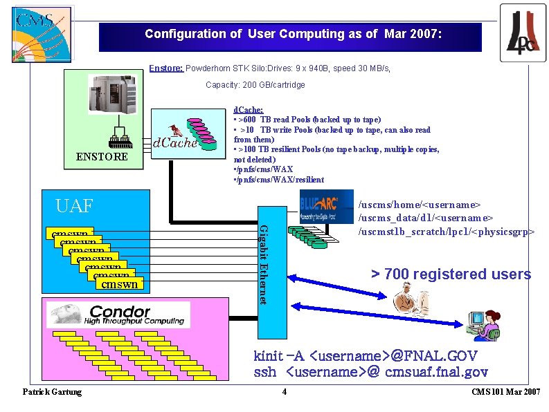 Configuration of User Computing as of Mar 2007: Enstore: Powderhorn STK Silo: Drives: 9