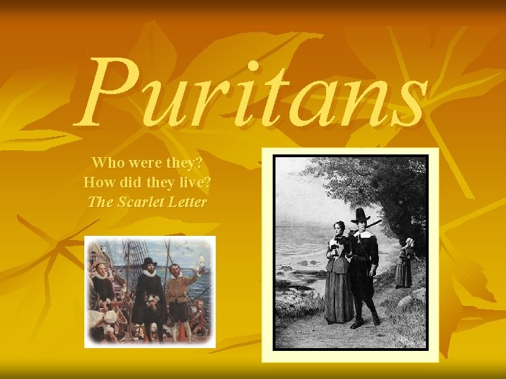 Puritans Who were they? How did they live? The Scarlet Letter 
