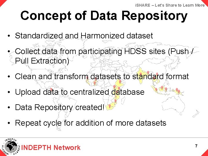 i. SHARE – Let’s Share to Learn More Concept of Data Repository • Standardized