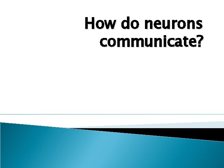How do neurons communicate? 