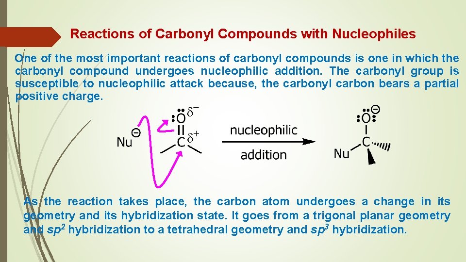 Reactions of Carbonyl Compounds with Nucleophiles One of the most important reactions of carbonyl