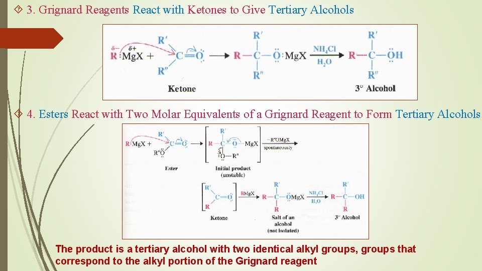  3. Grignard Reagents React with Ketones to Give Tertiary Alcohols 4. Esters React