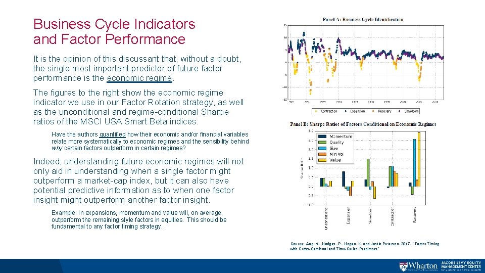 Business Cycle Indicators and Factor Performance It is the opinion of this discussant that,