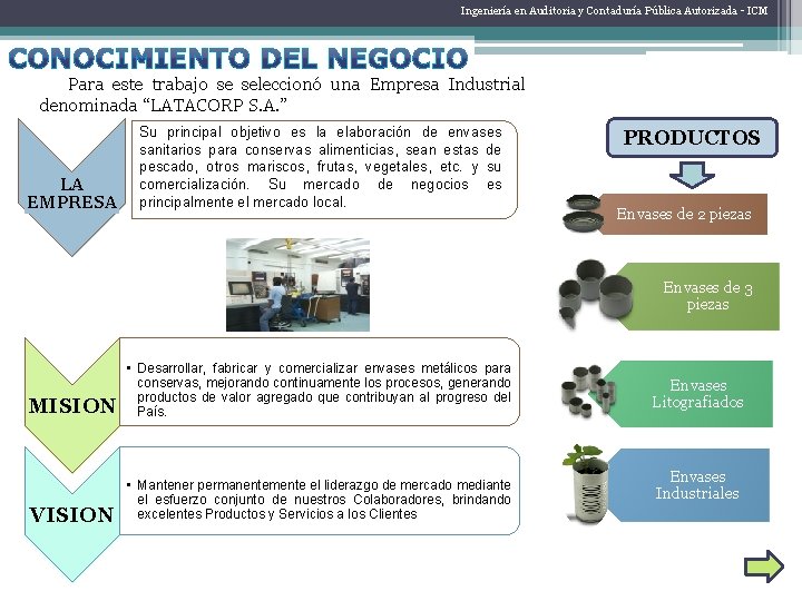 Ingeniería en Auditoria y Contaduría Pública Autorizada - ICM Para este trabajo se seleccionó