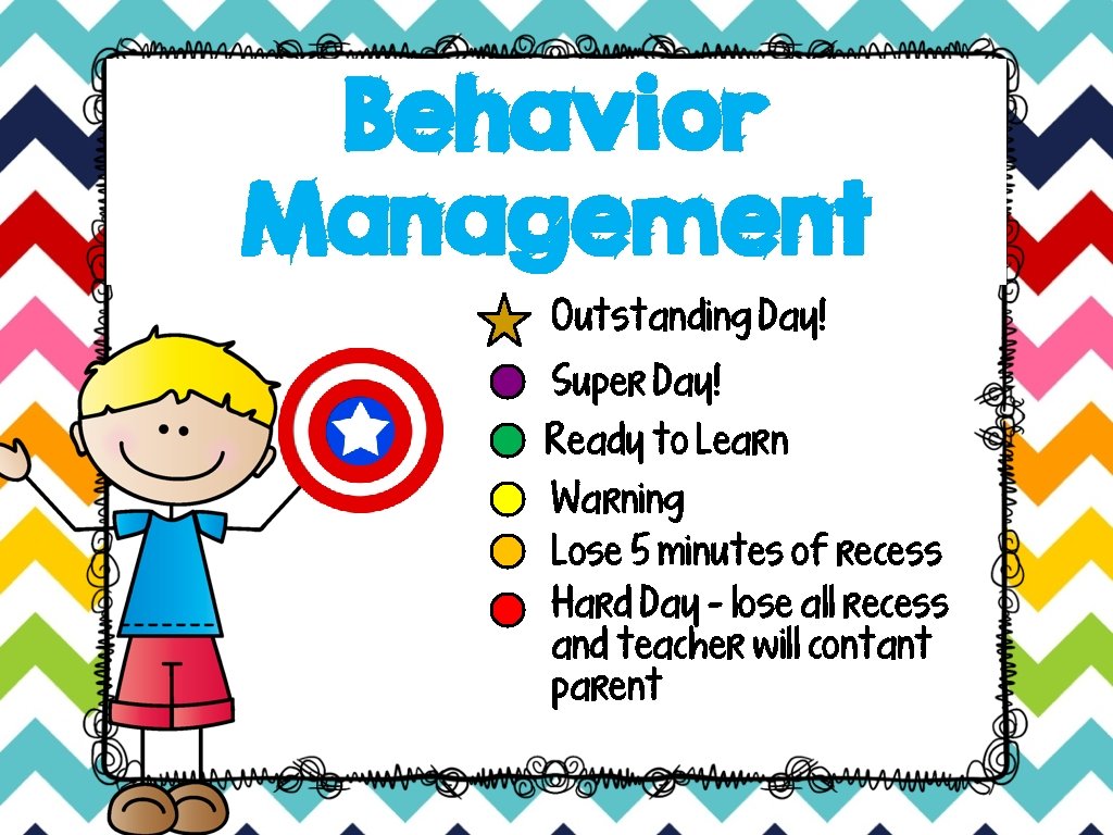 Behavior Management Outstanding Day! Super Day! Ready to Learn Warning Lose 5 minutes of