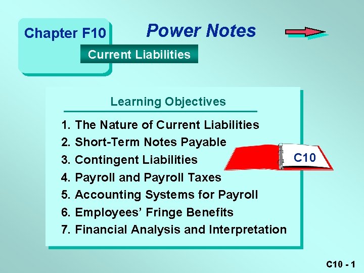 Chapter F 10 Power Notes Current Liabilities Learning Objectives 1. The Nature of Current