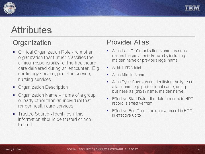 Attributes Organization Provider Alias § Clinical Organization Role - role of an organization that