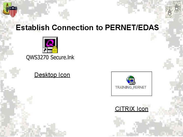 Establish Connection to PERNET/EDAS Desktop Icon CITRIX Icon 