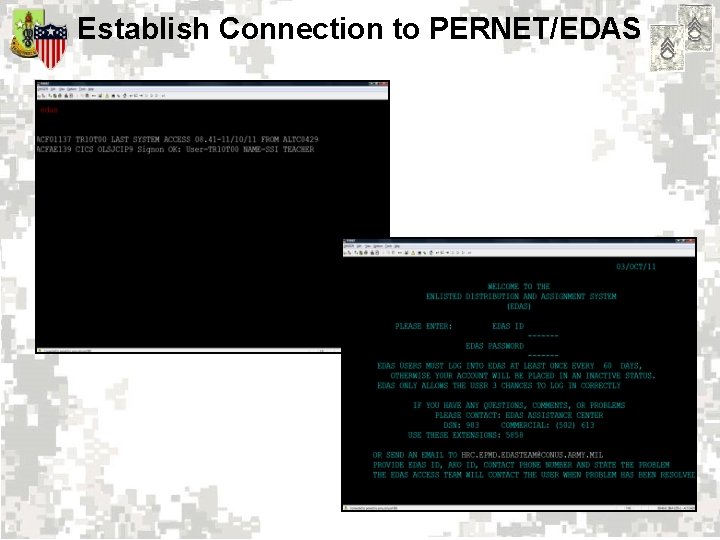 Establish Connection to PERNET/EDAS 