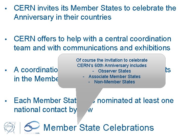  • CERN invites its Member States to celebrate the Anniversary in their countries