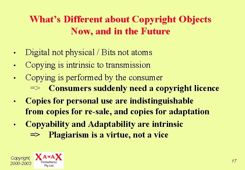 What’s Different about Copyright Objects Now, and in the Future • • • Digital