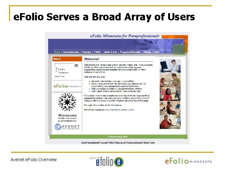 e. Folio Serves a Broad Array of Users Avenet e. Folio Overview 