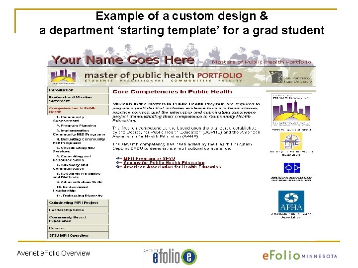 Example of a custom design & a department ‘starting template’ for a grad student