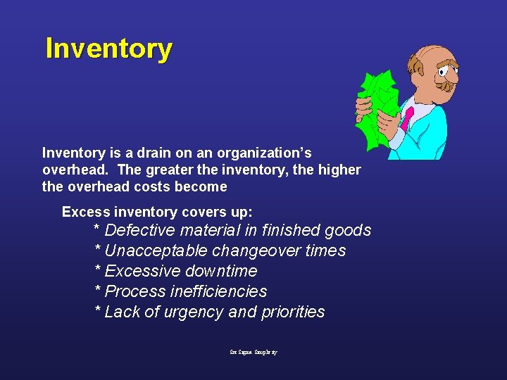 Inventory is a drain on an organization’s overhead. The greater the inventory, the higher