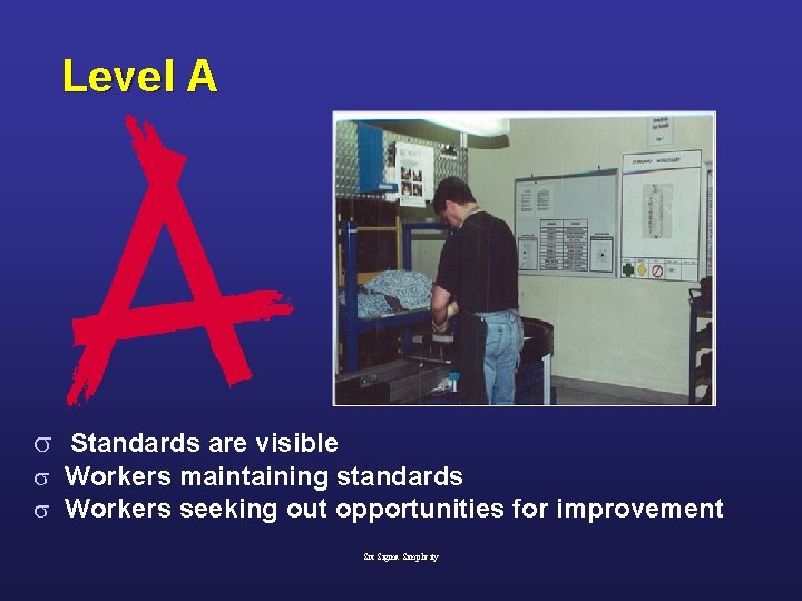 Level A s Standards are visible s Workers maintaining standards s Workers seeking out