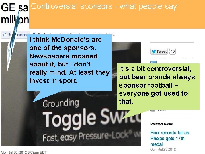 Controversial sponsors - what people say I think Mc. Donald’s are one of the