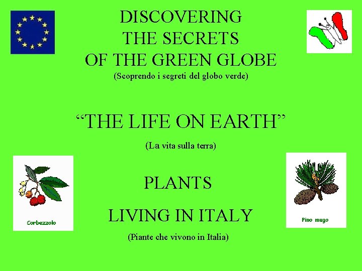 DISCOVERING THE SECRETS OF THE GREEN GLOBE (Scoprendo i segreti del globo verde) “THE