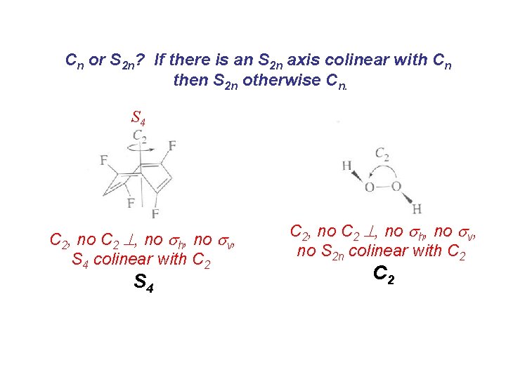 Cn or S 2 n? If there is an S 2 n axis colinear