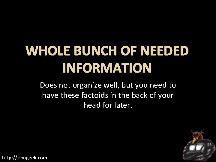 WHOLE BUNCH OF NEEDED INFORMATION Does not organize well, but you need to have