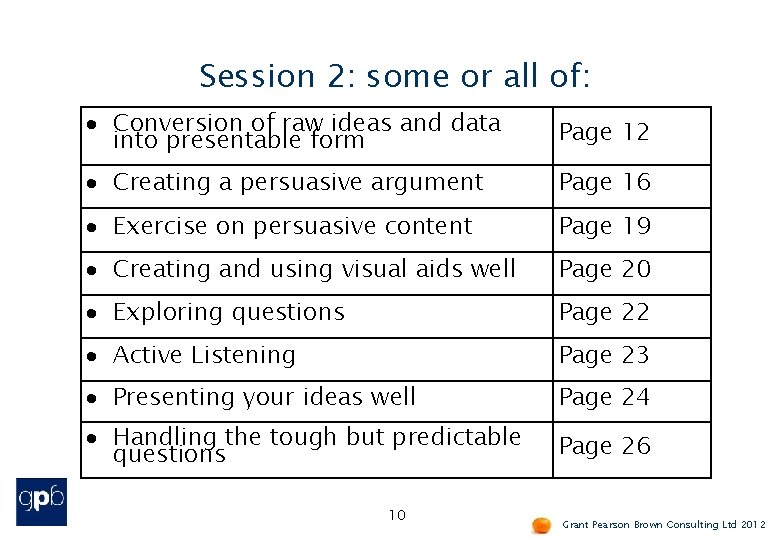 Session 2: some or all of: Conversion of raw ideas and data into presentable