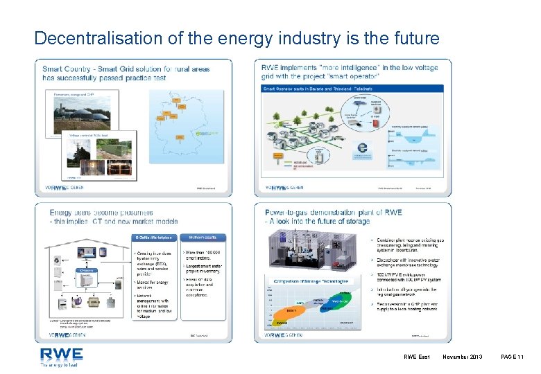 Decentralisation of the energy industry is the future RWE East November 2013 PAGE 11