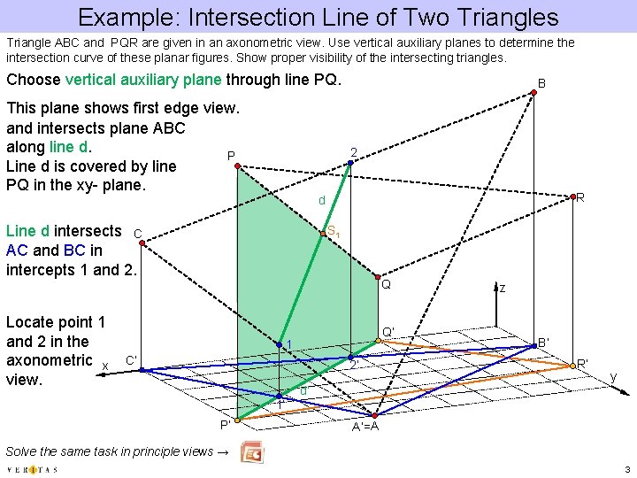 Example: Intersection Line of Two Triangles Triangle ABC and PQR are given in an