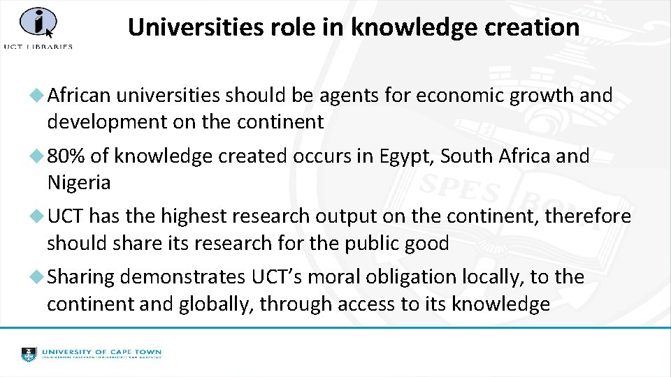Universities role in knowledge creation African universities should be agents for economic growth and