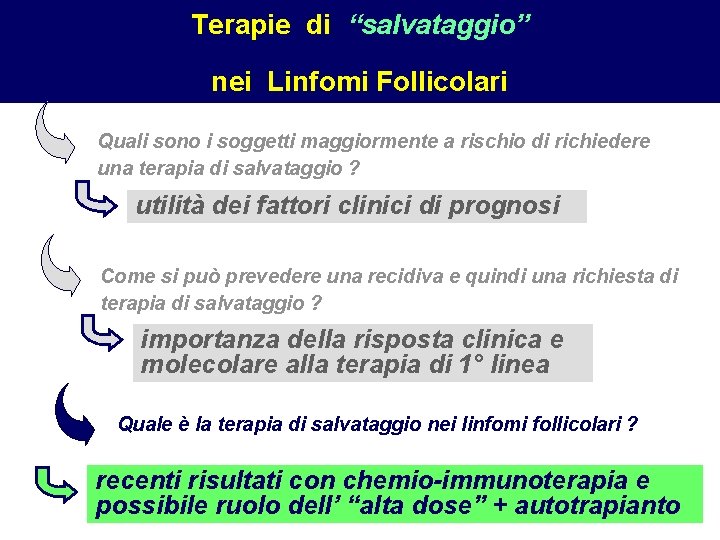 Terapie di “salvataggio” nei Linfomi Follicolari Quali sono i soggetti maggiormente a rischio di