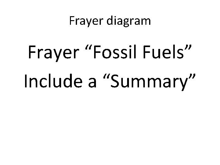 Frayer diagram Frayer “Fossil Fuels” Include a “Summary” Frayer diagram Frayer “Fossil Fuels” Include a “Summary”