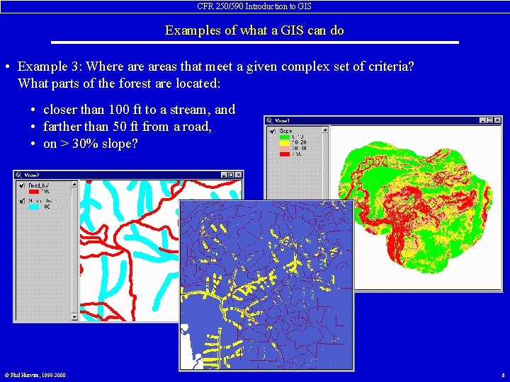 CFR 250/590 Introduction to GIS Examples of what a GIS can do • Example