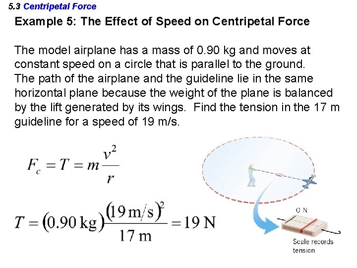 5. 3 Centripetal Force Example 5: The Effect of Speed on Centripetal Force The