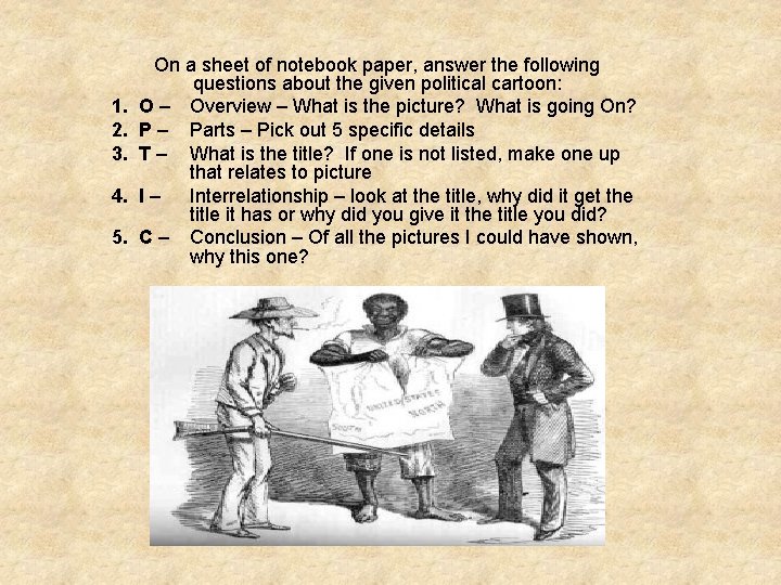 On a sheet of notebook paper, answer the following questions about the given political