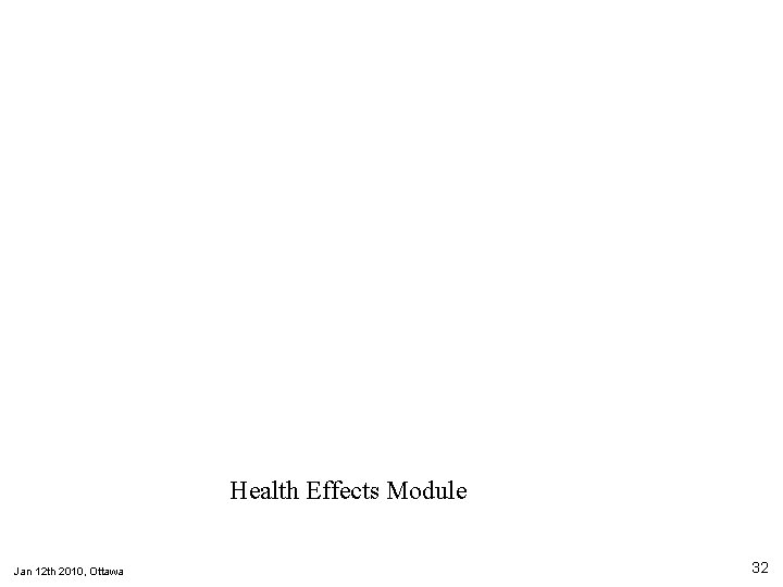 Health Effects Module Jan 12 th 2010, Ottawa 32 