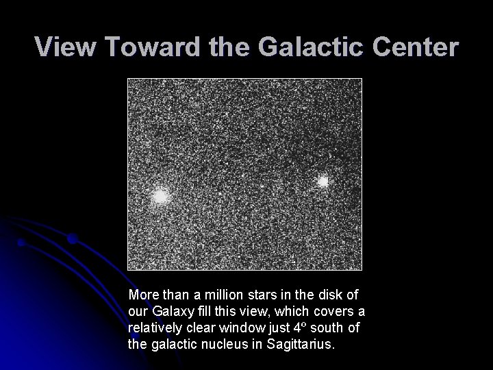 View Toward the Galactic Center More than a million stars in the disk of