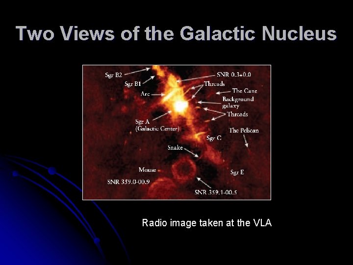 Two Views of the Galactic Nucleus Radio image taken at the VLA 