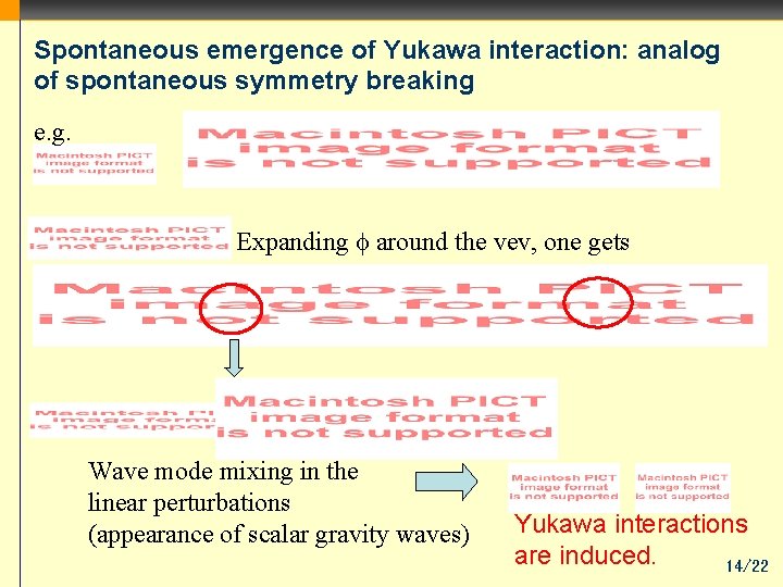 Spontaneous emergence of Yukawa interaction: analog of spontaneous symmetry breaking e. g. Expanding around