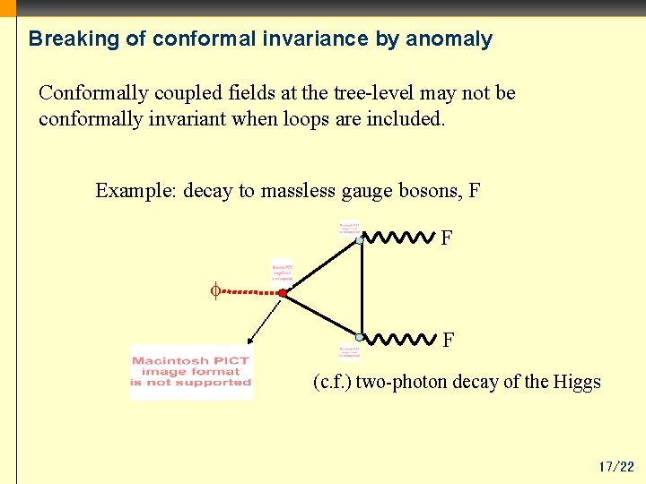 Breaking of conformal invariance by anomaly Conformally coupled fields at the tree-level may not