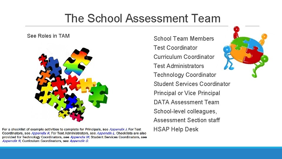The School Assessment Team See Roles in TAM School Team Members Test Coordinator Curriculum The School Assessment Team See Roles in TAM School Team Members Test Coordinator Curriculum