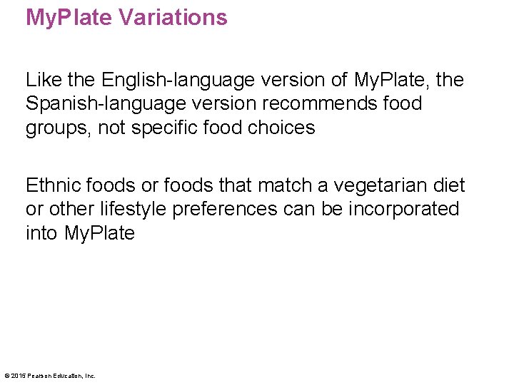 My. Plate Variations Like the English-language version of My. Plate, the Spanish-language version recommends