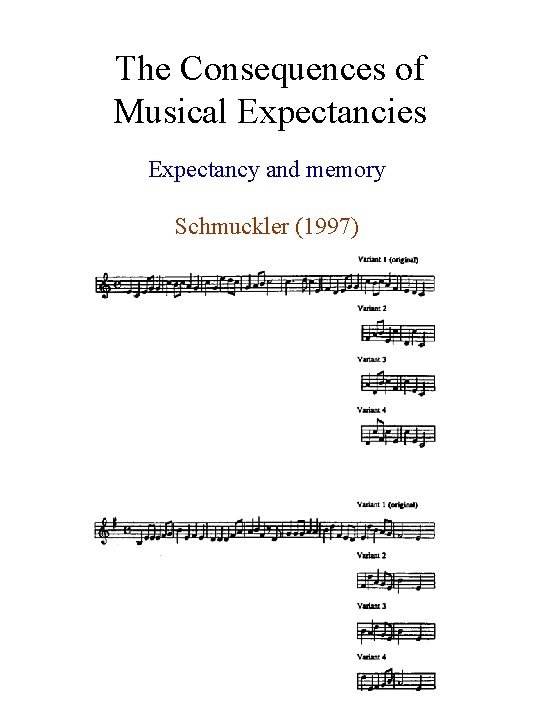 The Consequences of Musical Expectancies Expectancy and memory Schmuckler (1997) 