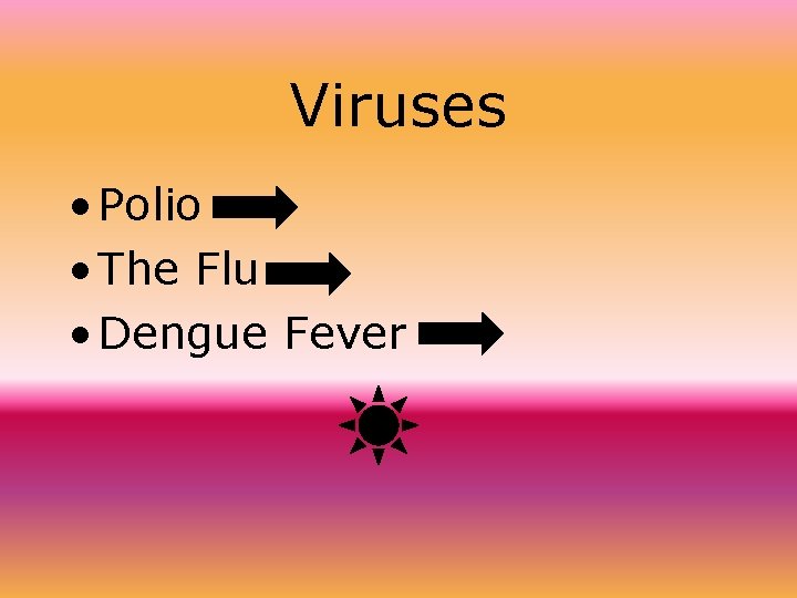 Viruses • Polio • The Flu • Dengue Fever 