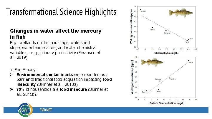 Transformational Science Highlights Changes in water affect the mercury in fish E. g. ,