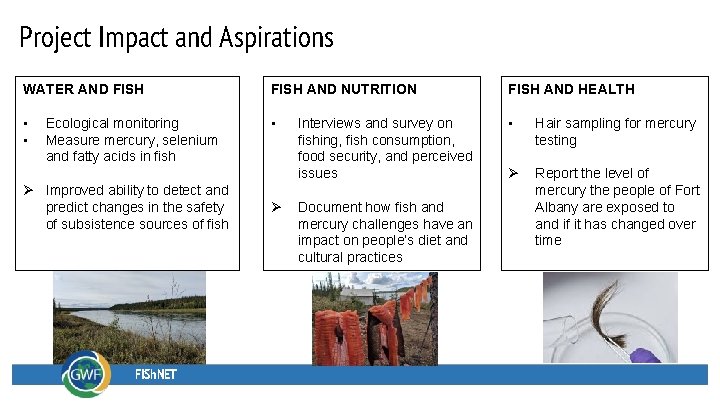 Project Impact and Aspirations WATER AND FISH AND NUTRITION FISH AND HEALTH • •