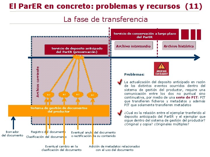 El Par. ER en concreto: problemas y recursos (11) La fase de transferencia Servicio