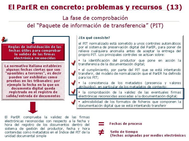 El Par. ER en concreto: problemas y recursos (13) La fase de comprobación del