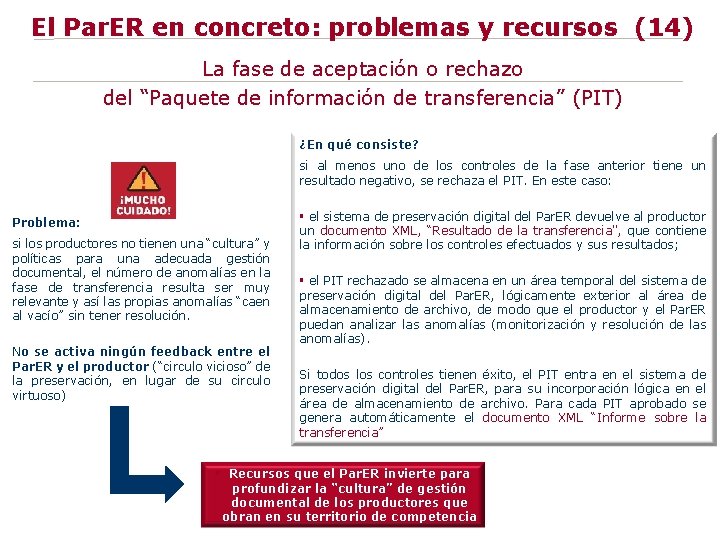 El Par. ER en concreto: problemas y recursos (14) La fase de aceptación o