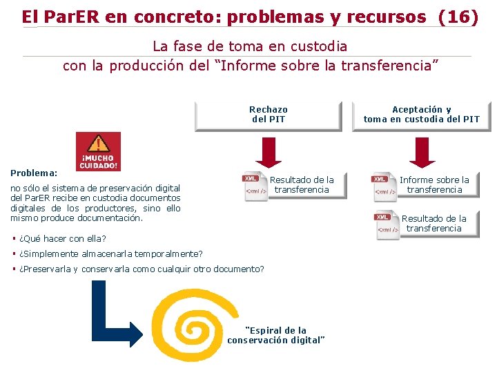 El Par. ER en concreto: problemas y recursos (16) La fase de toma en