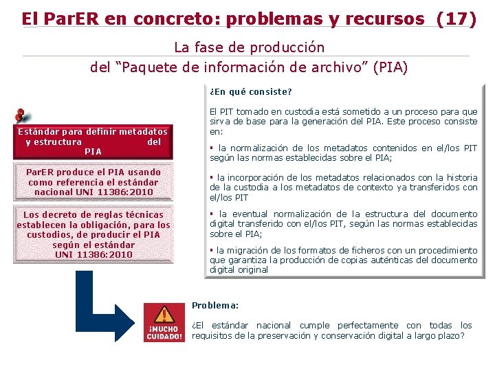 El Par. ER en concreto: problemas y recursos (17) La fase de producción del