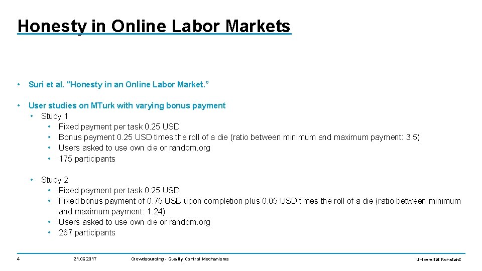 Honesty in Online Labor Markets • Suri et al. "Honesty in an Online Labor