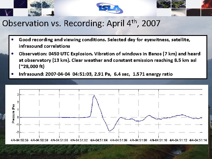 Observation vs. Recording: April 4 th, 2007 • Good recording and viewing conditions. Selected